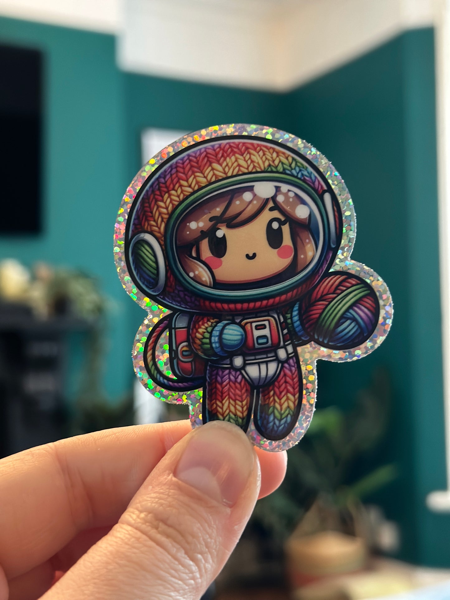 knit astronaut vinyl sticker
