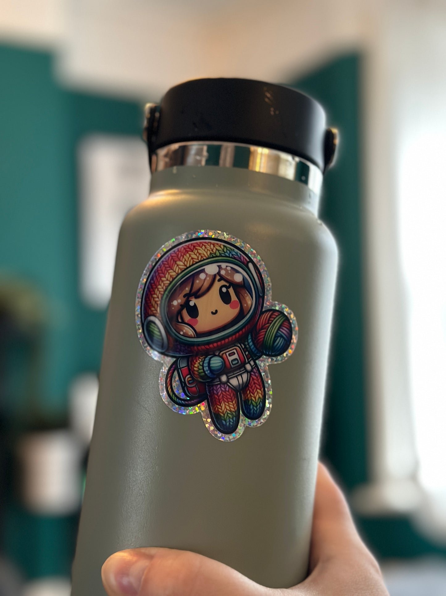 knit astronaut vinyl sticker