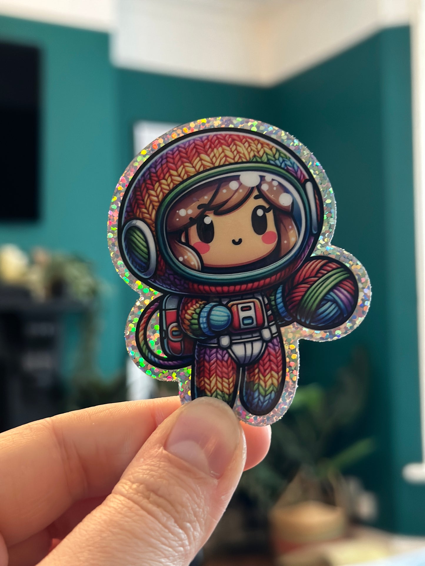 knit astronaut vinyl sticker