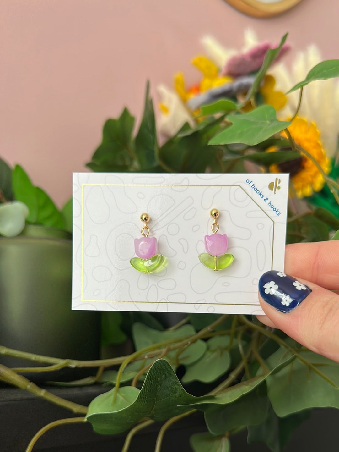 mini tulip glass earrings