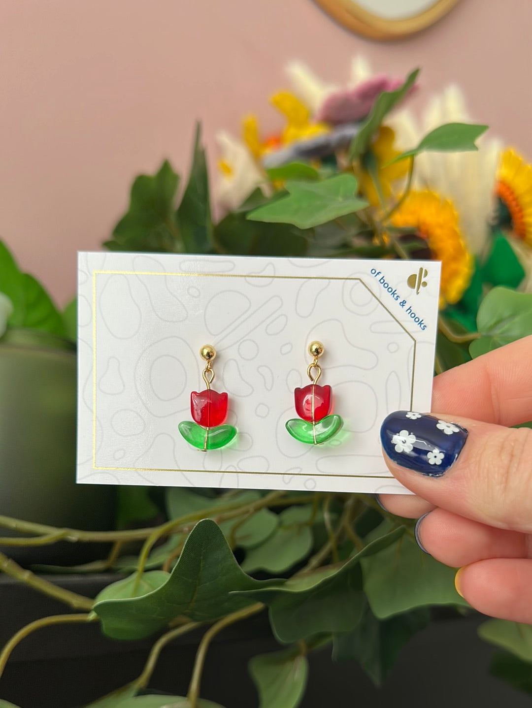 mini tulip glass earrings